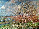 Spring Time Paintings - Spring 1880 by Claude Monet